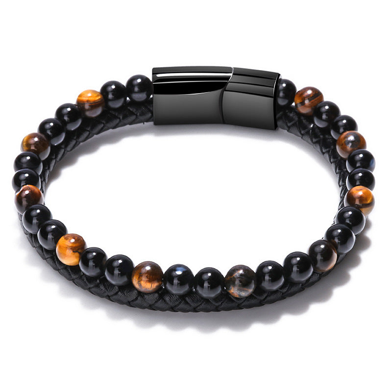 Wholesale Cowhide Rope Agate Leather Volcanic Stone Bracelets